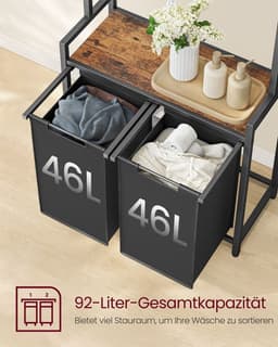 wasmand 2 x 46 liter met kledingroede en plank 73 x 33 x 177 cm — thumbnail 2