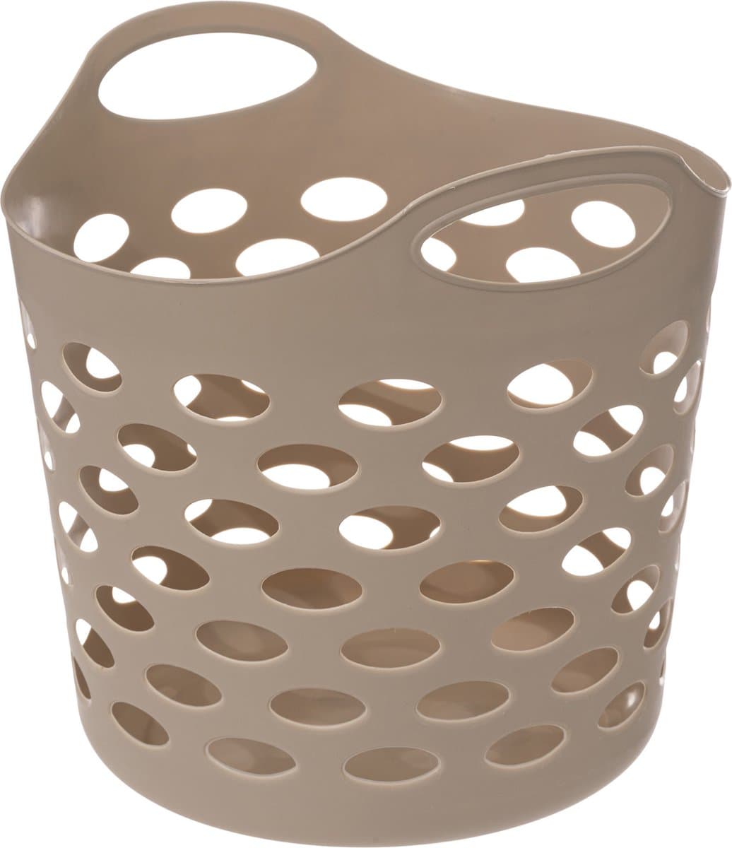 5Five Flexibele wasmand/opbergmand - rond - beige - 28 liter - D40.5 x H38 cm — afbeelding 1