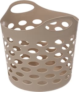 5Five Flexibele wasmand/opbergmand - rond - beige - 28 liter - D40.5 x H38 cm — thumbnail 1