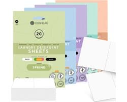 Cosmeau Proefpakket 6x20 Wasmiddeldoekjes Wasstrips 120 Wasbeurten - Lentefris - Lavendel - Zeebries - Kersenbloesem - Wilde bossen - Wolkendek - Wasvellen - Wasmiddel - Detergent Sheets - Wasdoekjes
