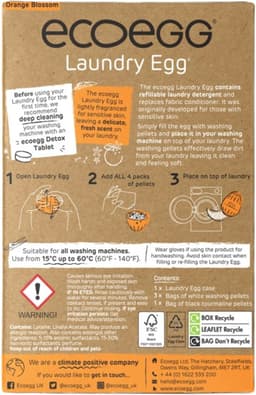 EcoEgg Was ei – Oranjebloesem - Wasparels – Navulbaar – Geschikt voor de gevoelige huid – Dermatologisch getest - 70 wasbeurten - Oranje — thumbnail 4
