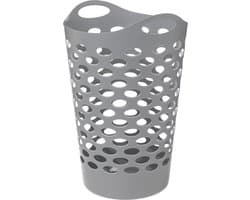 5Five Flexibele wasmand/opbergmand - rond - lichtgrijs - 60 liter - D41 x H66 cm