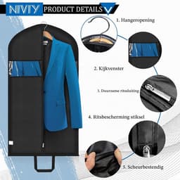 Vouwbare Kledinghoes 110 x 60 cm met Handvatten voor Bescherming en Opslag van Kleding — thumbnail 3