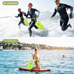 Vlotter Droog Zak, 20L Wild Swimming Float en Waterdichte Telefoonhoes,Opblaasbare Droge Tas,Voor Open Water Zwemmen Sport Kajakkers Triatleten Zwemmer Snorkelaars,Zwembel Zichtbaar (Geel) — thumbnail 2