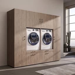 Roomart SERIE 2 Wasmachine Ombouwkast 224x205 cm - Kastenwand met 2 Hoge Kasten - Eiken — thumbnail 3