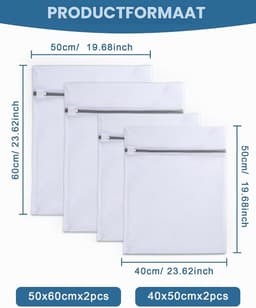 Set van 4 Wasnetten met Rits voor de Wasmachine, Duurzame en Herbruikbare Waszakken voor Kleding, Ondergoed, Sokken en Delicate Stoffen (2L + 2M) — thumbnail 4