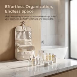 Grote Waszak van Premium Oxford Stof - Waterdichte Toilettas en Make-up Organizer voor Reizen en Zakelijk Gebruik met Haak — thumbnail 5