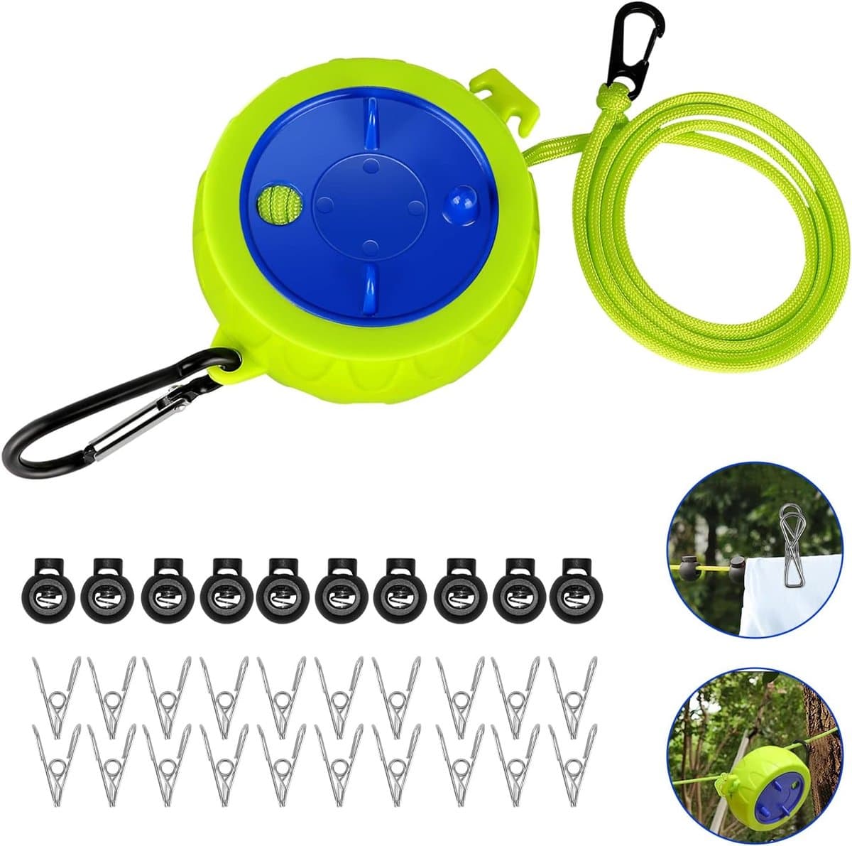 Waslijn, uittrekbaar campingaccessoires, 10 m waslijn, draagbaar reizen, badkamer, wasruimte — afbeelding 1