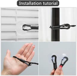 2 stuks waslijn, flexibele camping outdoor waslijn met haken en zuignapbevestigingen, zwart — thumbnail 2