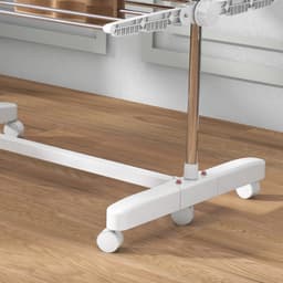 Mobiel wasrek - Wasrek met wielen - Mobiel Wasrek met 6 Wielen - Wit/Zilver RVS - 142x55x172 cm - Vouwbaar en Verstelbaar - Met Sokkenclips — thumbnail 3