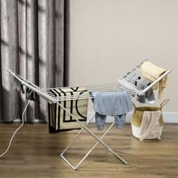 Elektrisch wasrek met 2 uitschuifbare zijvleugels- frame van aluminiumlegering - 144x53x91 cm- handig elektrisch verwarmd wasrek-duurzaam en lichtgewicht-multifunctioneel droogrek voor kleding-dekens en linnen thuis — thumbnail 5
