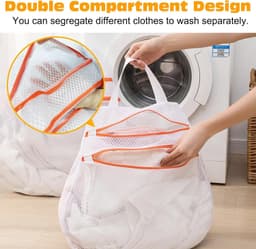 Waszakken - Wit - 30 x 30 cm - Herbruikbaar Netstof met Ritssluiting - Voor Kleding en Wasaccessoires — thumbnail 5