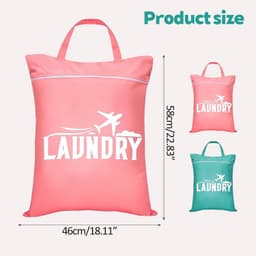 Grote Reiswaszak, 2 Stuks, Wasbaar, Met Handvat, Voor Vuile Kleding, Ideaal voor Reizen en Sportschool, Ruime Waszak voor Vuile Was en Nat Textiel — thumbnail 4