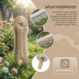 30 m waslijn met stalen kern, 3 mm extra sterk, pvc-gecoate, scheurbestendige waslijn voor buiten, tuin, balkon en camping — thumbnail 1