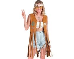 Party Fashion - Hippiekostuum voor dames, franjes, bruin, festivaloutfit