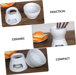 1set Ceramic Melting Stove Set Voor Thuis Voor Chocolade Kaas Boter Met Inclusieve Vorken Duurzaam Sterk Voor Fondue Smeltende Snacks — thumbnail 3