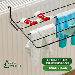 Zeo Wood - Radiator Droogrek – Droogrek Hangend – Wasrek voor Radiator – Metaal – 50 x 35 cm — thumbnail 4