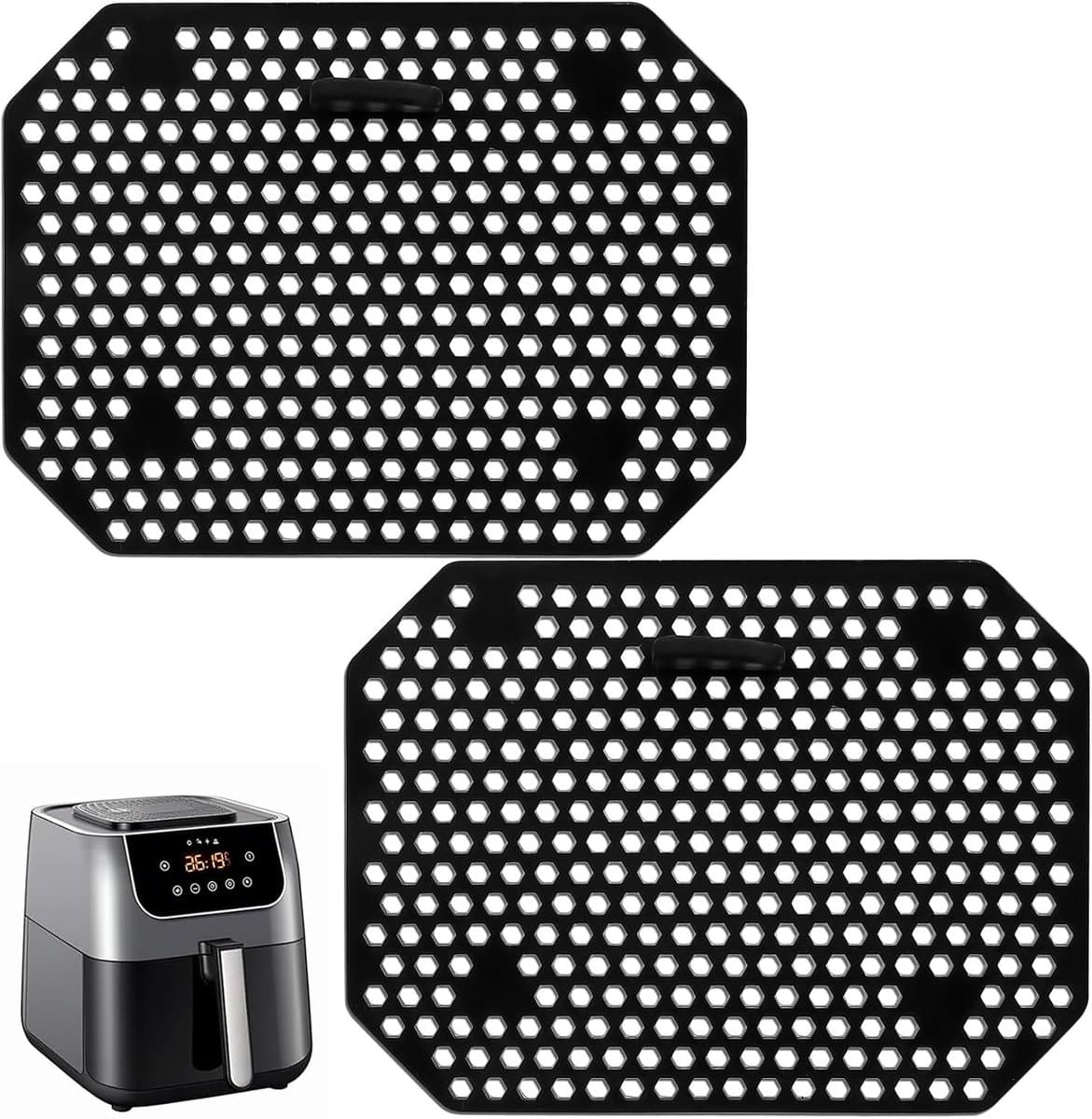 Herbruikbare Siliconen Spatbeschermers voor Dubbele Stapel Airfryer Accessoires, Ideaal voor Koken en Bakken, Geschikt voor XL Modellen — afbeelding 1