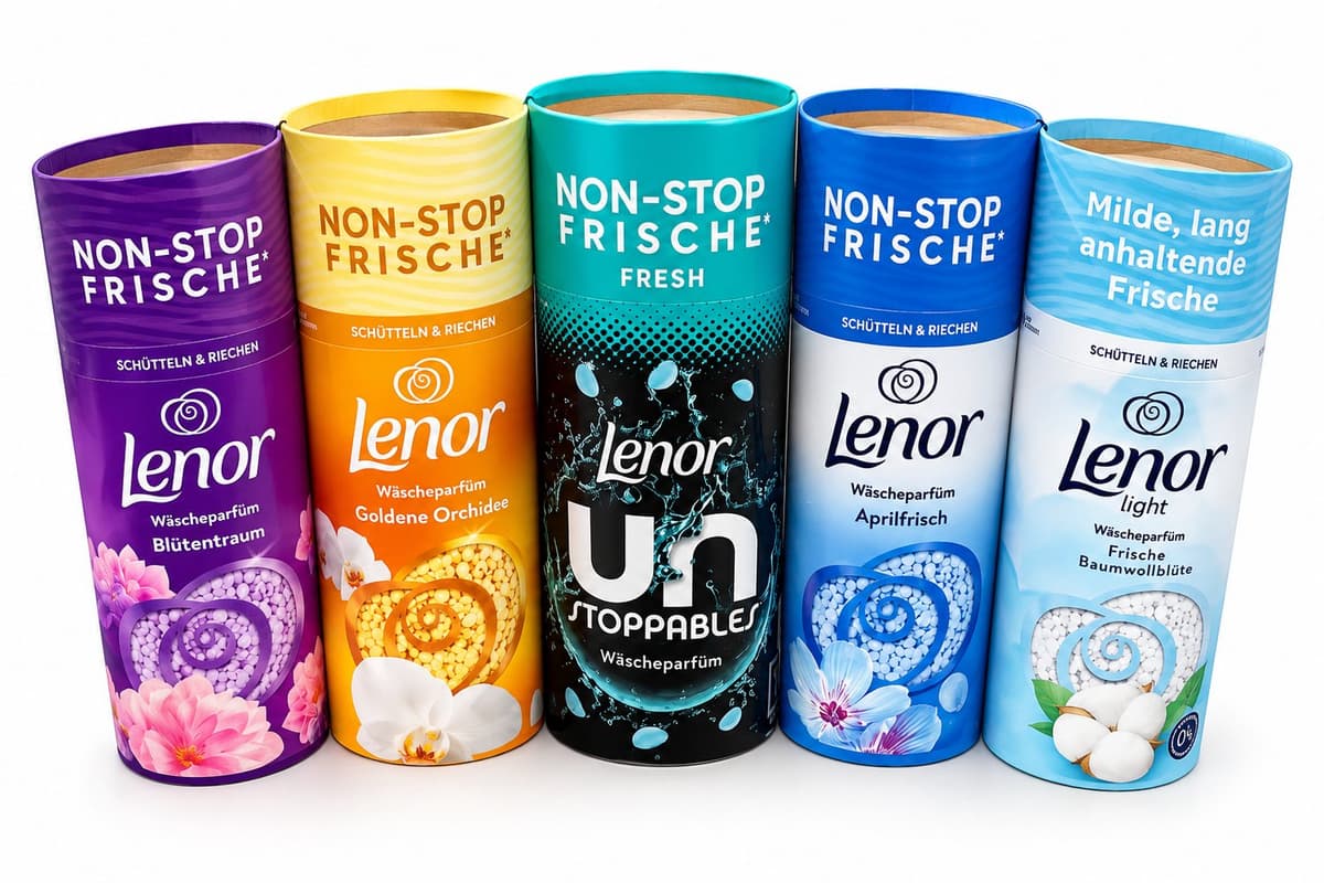 Lenor Wasparfum Geurparels – 5 Verschillende Geuren – 5 x 155 g – Unstoppables Fresh, Aprilfrisch, Frische Baumwollblüte, Goldene Orchidee & Blütentraum – Langdurige Frisheid – Voordeelverpakking — afbeelding 1