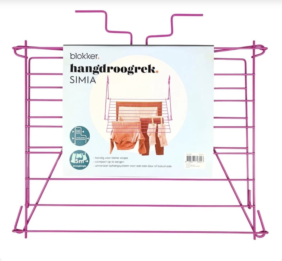 Hangdroogrek Simia - 5m - Inklapbaar - Blokker-Paars — afbeelding 1