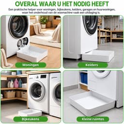 Kaiyaya - wasmachine lekbak 4-delige set - met universele en Samsung geleidingsplaat - waterdicht en duurzaam - voor vloerbescherming in wasruimte - wit — thumbnail 4