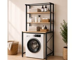 MeubelsvanJoep wasmachine ombouw rek zwart 178 x 50 x 70 cm - Wasmachine rek met opbergruimte zwart - Wasmachine rek bovenlader zwart - Wasmachine rek voorlader zwart - Toilet kast - Wc meubel - Wc kast