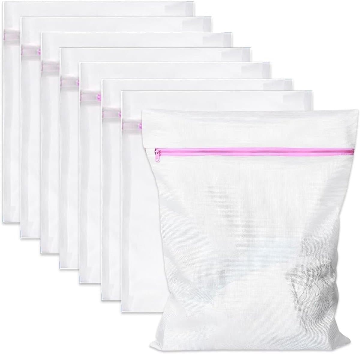 Set van 8 fijne waszakken met ritssluiting, 20 x 30 cm, ideaal voor ondergoed, sokken en delicate kleding, perfect voor reizen en studentenhuizen — afbeelding 1