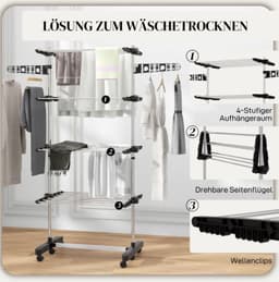 CHICFURN Droogtoren - Inklapbaar - 5 niveaus - Zwart — thumbnail 4