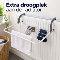 Dutch Standard Ophangbaar Droogrek - 67,5 x 40 x 13 cm - Inklapbaar - Voor Radiator, Deur en Balkon - Wit/Grijs — thumbnail 2