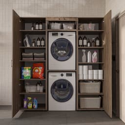 Roomart DUO-I Wasmachine Ombouwkast 187x205 cm - Kastenwand met 2 Hoge Kasten 60 - Eiken — thumbnail 4