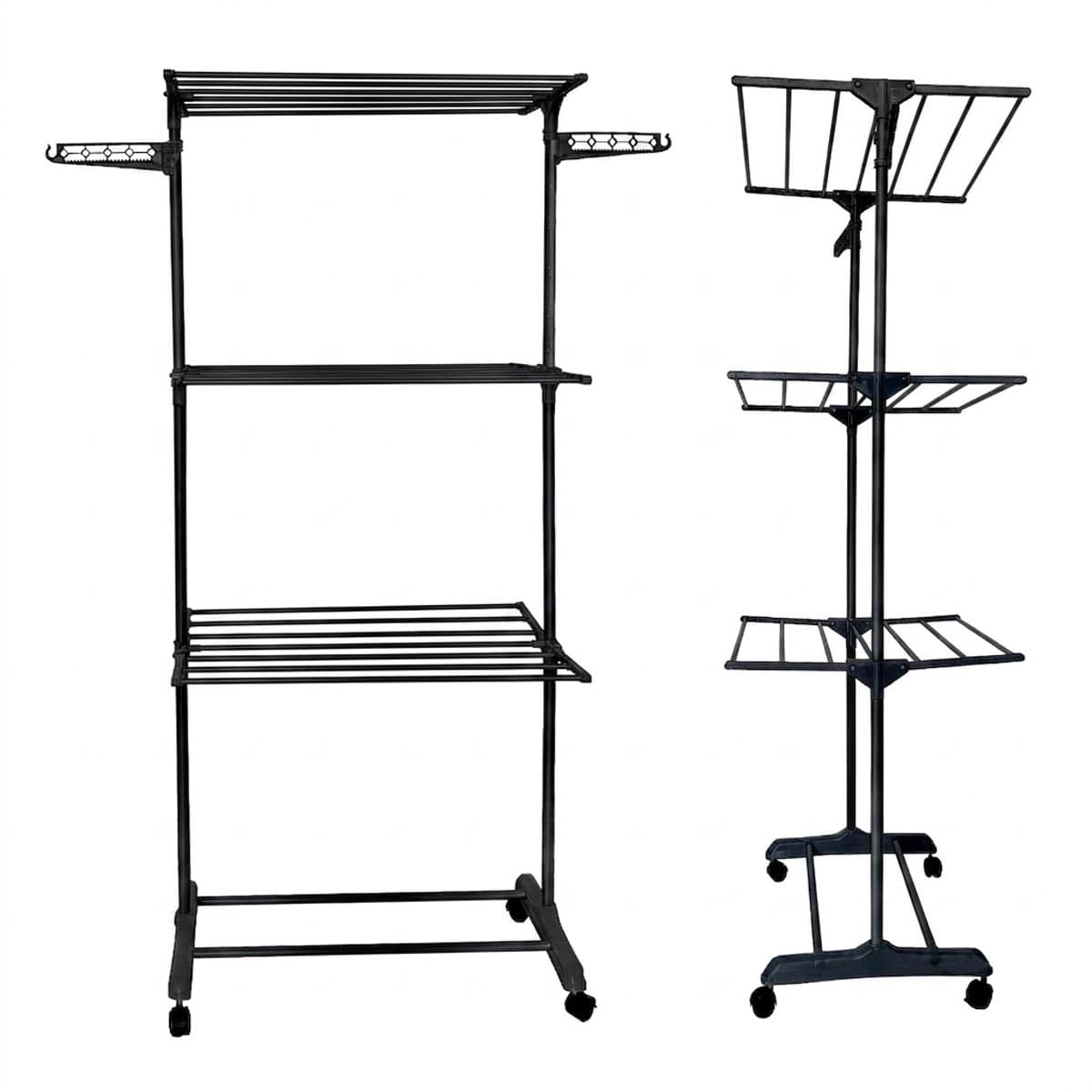Inklapbaar Wasrek - Wastoren met 3 Niveaus - Droogtoren - Droogrek inklapbaar 166x72,5x56cm - Zwart — afbeelding 1