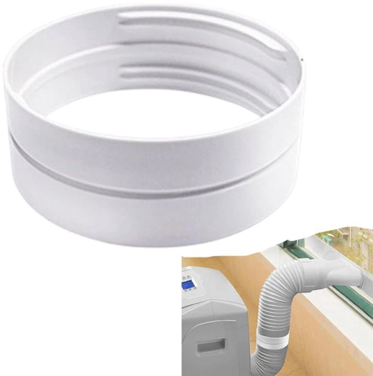 Witte Mobiele Airco Afvoerslang Met Koppelstuk - Universeel Ø13-15cm - Hittebestendig Flexibel PVC - Luchtdichte Schroefverbinding - Verlengstuk Voor Uitlaatpijp - Voor Thuis Kantoor Slaapkamer — afbeelding 1