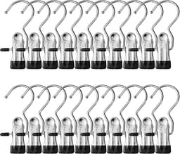 Thijox - 20 Stuks Wasknijpers Roestvrij Staal Antislip 360 Graden Draaibaar Hangers voor Laarzen, Broeken, Schoenen en Handdoeken - Zwart — thumbnail 1