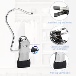 Thijox - 20 Stuks Wasknijpers Roestvrij Staal Antislip 360 Graden Draaibaar Hangers voor Laarzen, Broeken, Schoenen en Handdoeken - Zwart — thumbnail 3