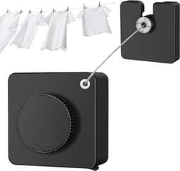 Intrekbare Waslijn - Droogrek Wasrek - Kleding Drogen - Roestvrij Staal Touw - 40 m - Wit — thumbnail 1