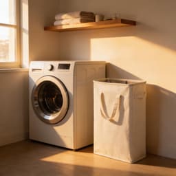 SnelShoppen - Smalle Opvouwbare Wasmand 45L met Handgrepen - Beige, Perfect voor Compacte Ruimtes, Slaapkamers en Studentenhuizen — thumbnail 3