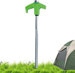 Grondanker Vastschroeven - Tentharingen Schroef - Veilig Tent Opzetten - Licht Op In Donker - 20 cm Lengte - Groen — thumbnail 1