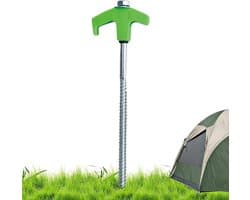 Grondanker Vastschroeven - Tentharingen Schroef - Veilig Tent Opzetten - Licht Op In Donker - 20 cm Lengte - Groen