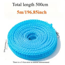 Fyfanie - Windbestendige Waslijn -Blauw - 5 meter - Antislip waslijn voor buiten en binnen - tegen wegwaaien kledinghangers — thumbnail 2