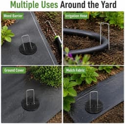 Grondanker - Gegalvaniseerd staal - 150 x 40 mm - U-vormige grondharing met haak en sluitringen - Voor tuin, camping en kunstgras — thumbnail 4