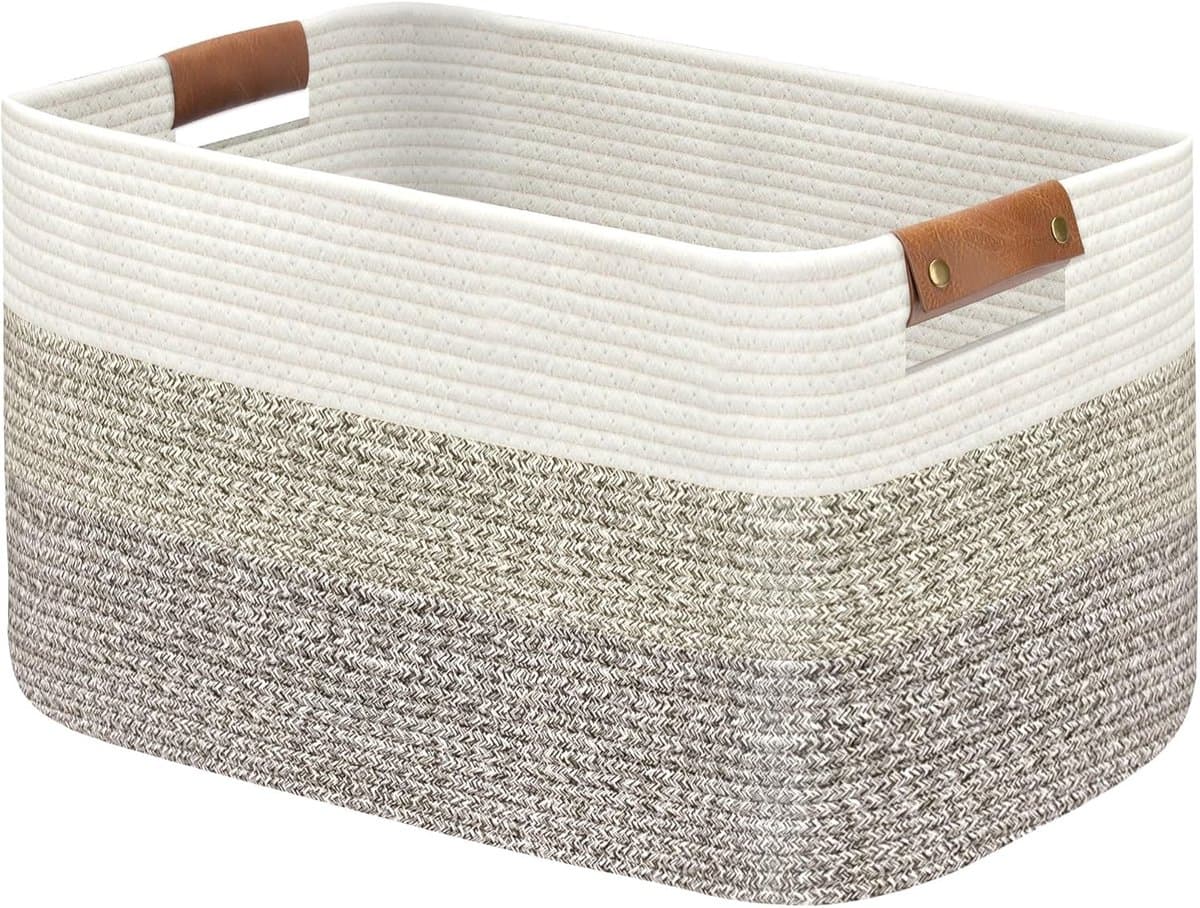 opvouwbare wasmand, wasmand voor deken, speelgoed, handdoeken, geweven manden voor opslag, kinderkamer, huisdecoratie, woonkamer, 55 x 38 x 30 cm, kleurverloop bruin — afbeelding 1