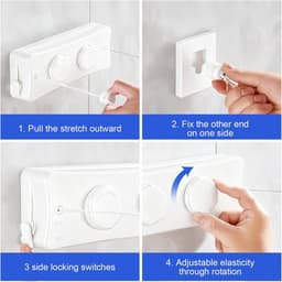 Retractable clothesline 5.1m - RVS dubbel touw - verstelbare spanknop - ideaal voor binnen en buiten - ShopVlot — thumbnail 3