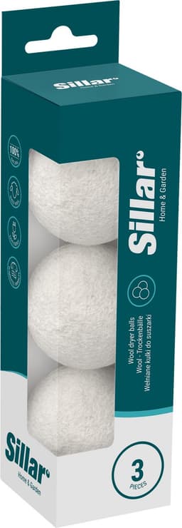 Sillar Drogerballen 3 stuks - Wasdrogerballen - 100% Schapenwol - Herbruikbare - Wasverzachter - Antistatisch - verkort droogtijd — thumbnail 2