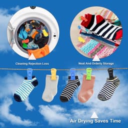 SnelShoppen - 50 Stuks Wasmachine Droger Sokclips met Haken, Kleurrijke Sokhouder, Duurzaam en Herbruikbaar, Perfect voor Het Sorteren van Sokken — thumbnail 2