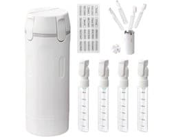 4-in-1 reisdispenserfles, reisset, vloeistofreservoirset, navulbaar, lekvrij, wit, herbruikbaar en navulbaar, draagbaar, voor shampoo, lotion en douchegel in reisformaat