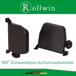 SnelShoppen - 5x Rollwin riemwinder met scharniersysteem bruin, 5m riem 14mm breed, muurbevestiging voor tuin, camping en huis — thumbnail 3