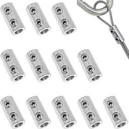 SnelShoppen - Pack van 12 Draadklemmen, 1.5-2 mm, RVS Draadklemmen, Dubbele Gat Koper Klemmen voor Stalen Kabel, Draad, Waslijn, Balkon, Tuin, Buiteng — thumbnail 1