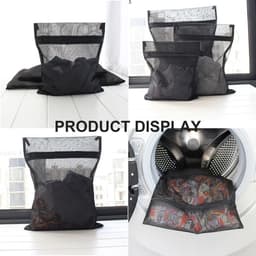 4-delige wasnet set voor wasmachine, waszak met rits, ideaal voor bh's, sokken en babykleding in 3 maten (zwart) — thumbnail 3