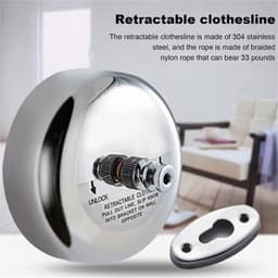 Uittrekbare Waslijn - Droogrek RVS - Kleding Drogen - Verstelbaar en Duurzaam - 9.5 cm Vierkant - Zilver — thumbnail 2