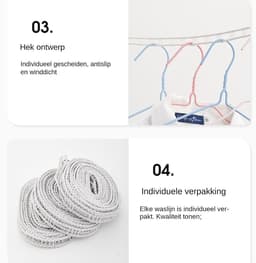 Draagbare Reiswaslijn - Opvouwbaar Kledingrek - Kleding Drogen - Winddicht Ontwerp - 5 Meter - Grijs — thumbnail 3